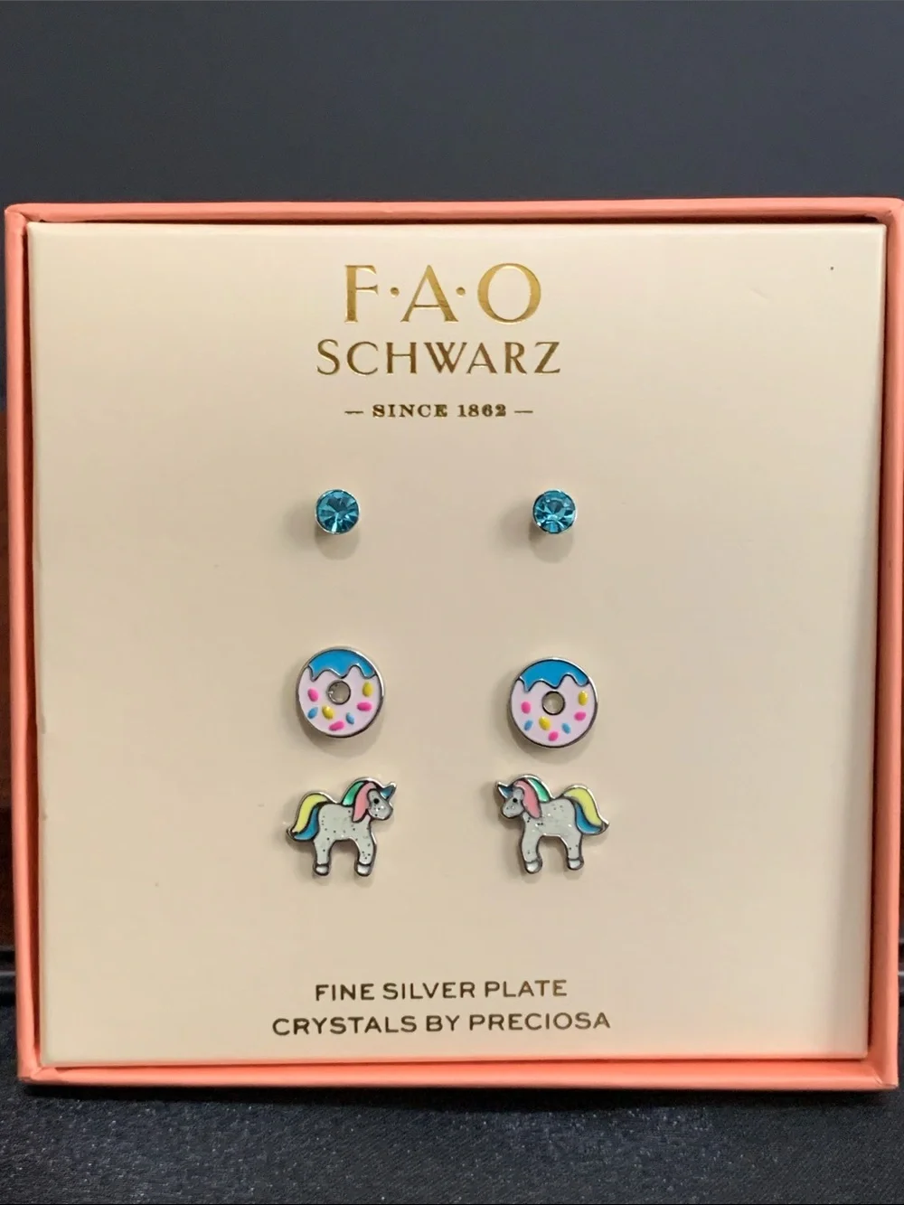 NWT FAO Schwarz 3 pair set of earrings